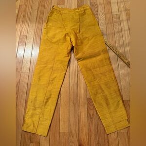 VTG Brocade 50s 60s Side Zip Yellow Gold Gold Womens Cropped Pants Pin Up